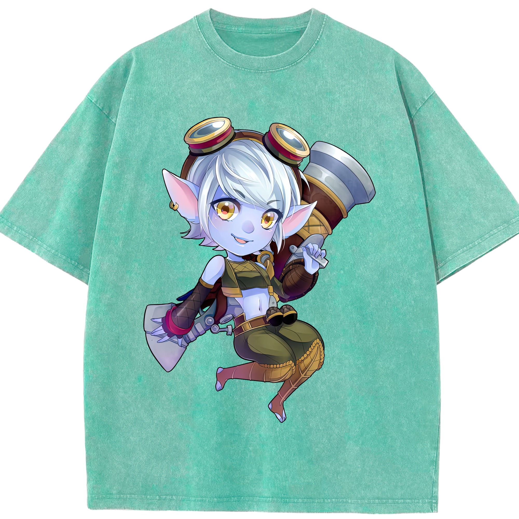 リーグ・オブ・レジェンド League of Legends LOL 綿100% ヴィンテージ風 半袖Tシャツ（フロントプリント）